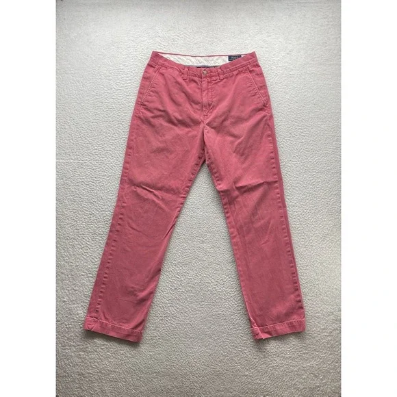 Polo Ralph Lauren Chino Pants Mens 32x31 (Tag 32x32) Red Twill Washed Out Preppy - Picture 2 of 12